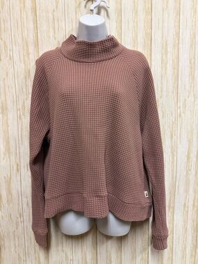 The North Face Waffle-Knit Mock Neck Sweater in dusty rose